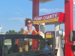 Pump for Charity Jennie at gas station
